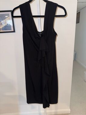 White House Black Market Black Sleeveless Mini Dress with Front Ruffle